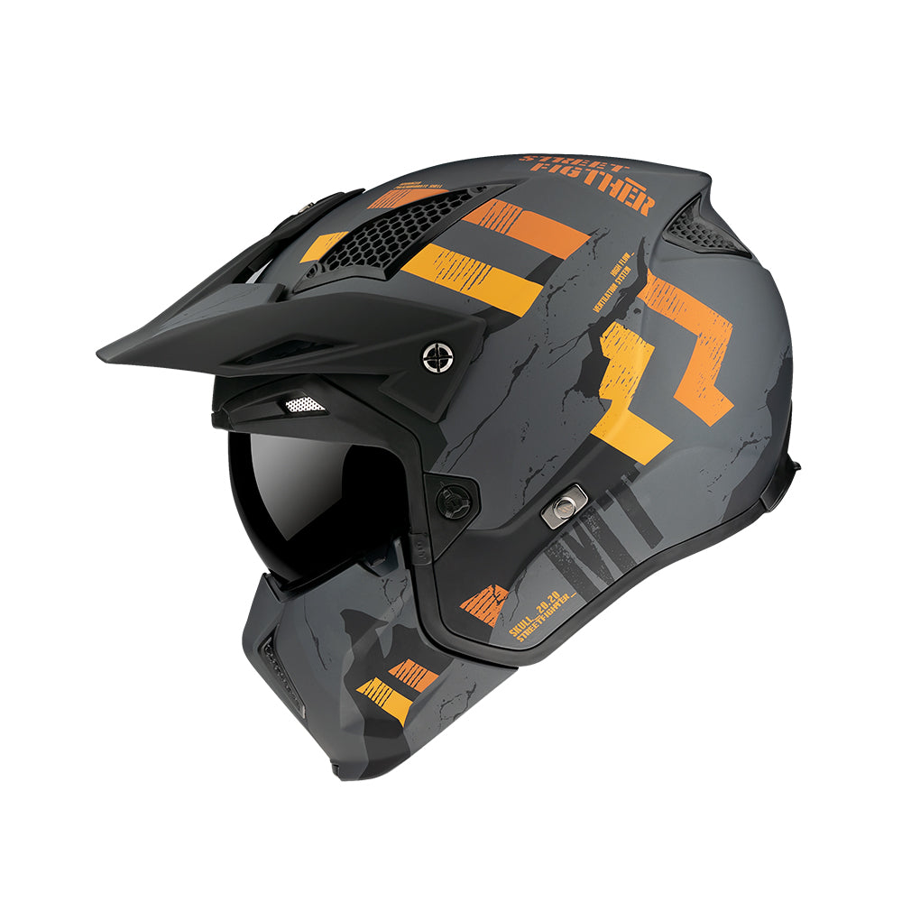 MT Streetfighter Skull A12 Adventure Helmet Matt Grey - ThrottleChimp