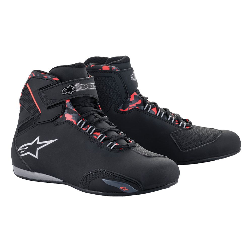 Alpinestars Sektor Waterproof Riding Shoes Black / Dark Grey / Fluo Red - ThrottleChimp