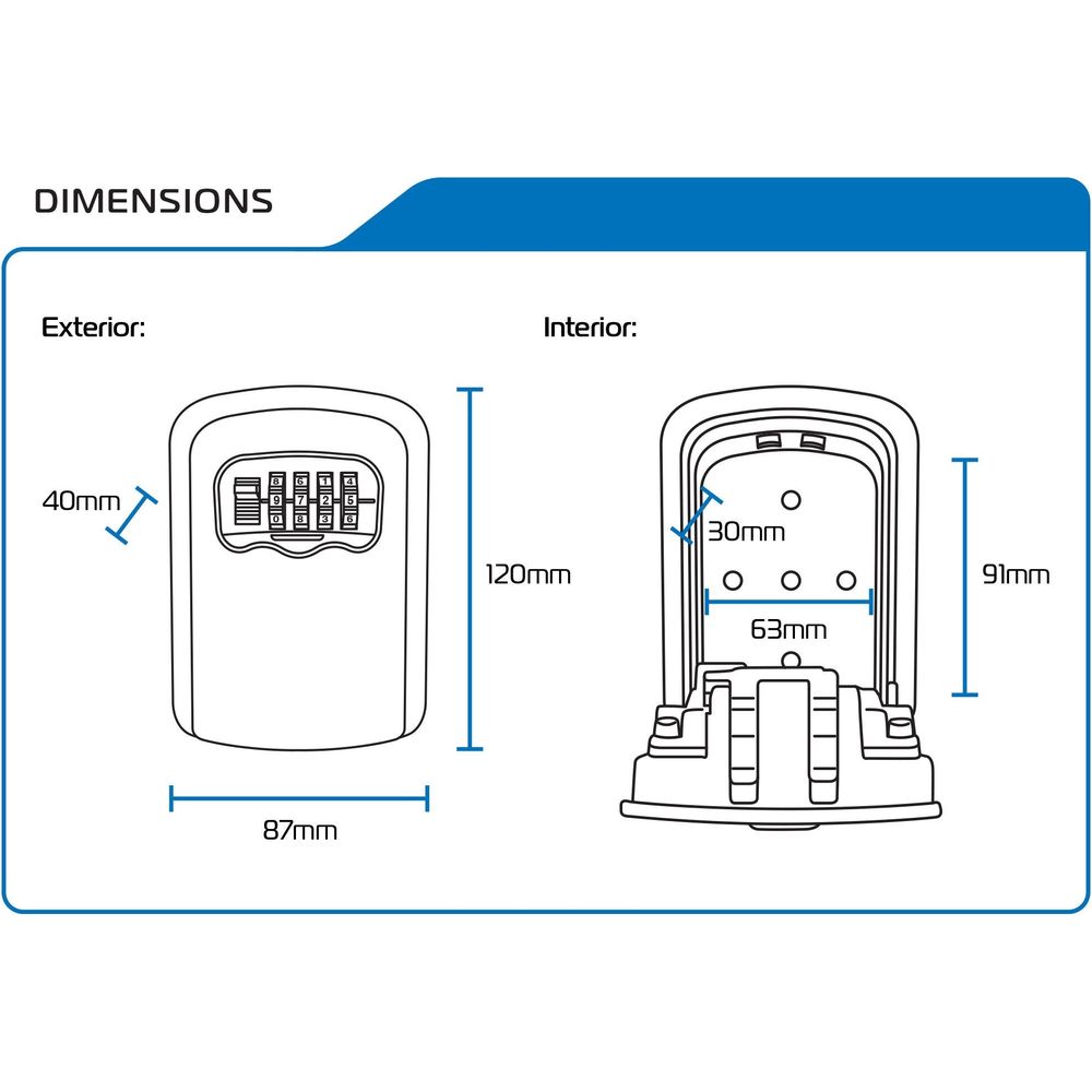 Oxford Key Safe Black - 87 x 120 x 40mm (Image 6) - ThrottleChimp