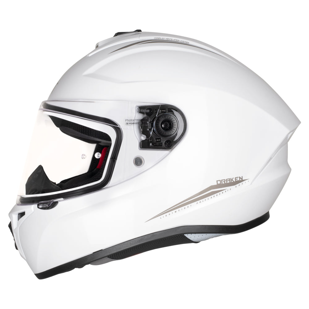 MT Draken ECE 22.06 Full Face Helmet Gloss Pearl White - ThrottleChimp