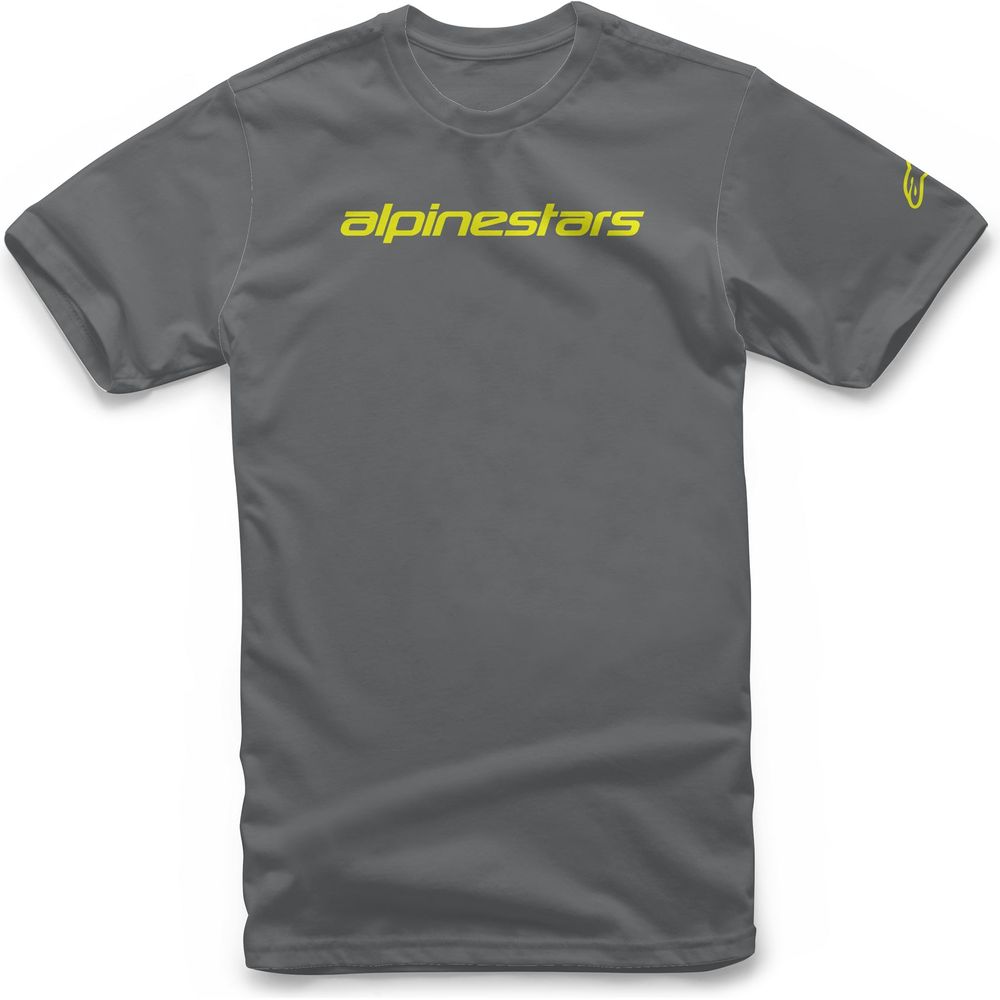 Alpinestars Linear Wordmark Tee Charcoal / Fluo Yellow - ThrottleChimp