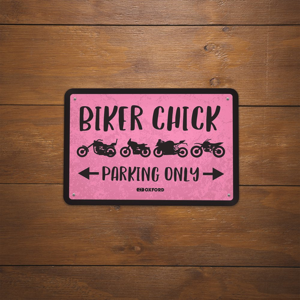 Oxford Biker Chick Garage Metal Sign - 30cm x 20cm x 0.25mm (Image 2) - ThrottleChimp