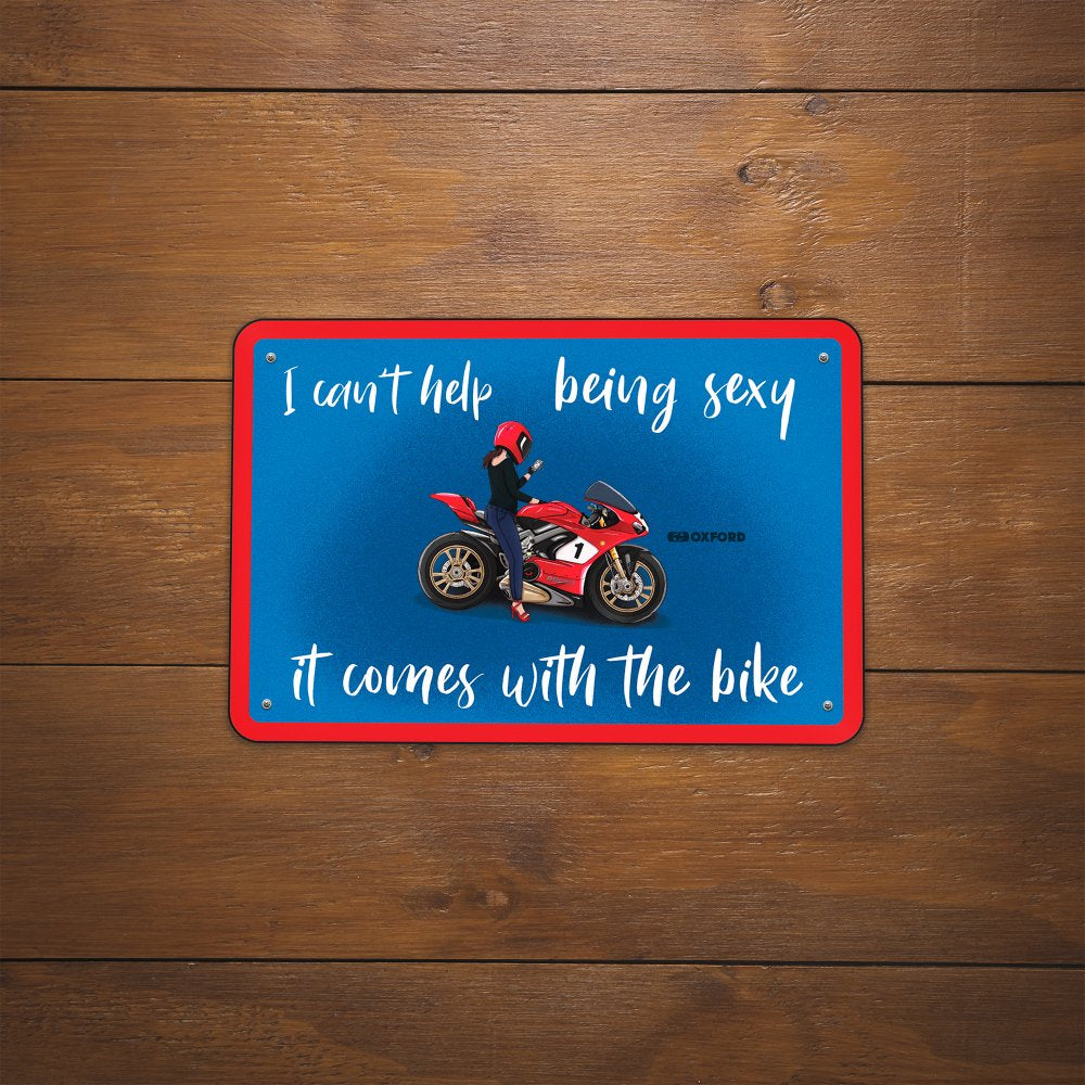 Oxford It Comes With The Bike Garage Metal Sign - 30cm x 20cm x 0.25mm (Image 2) - ThrottleChimp