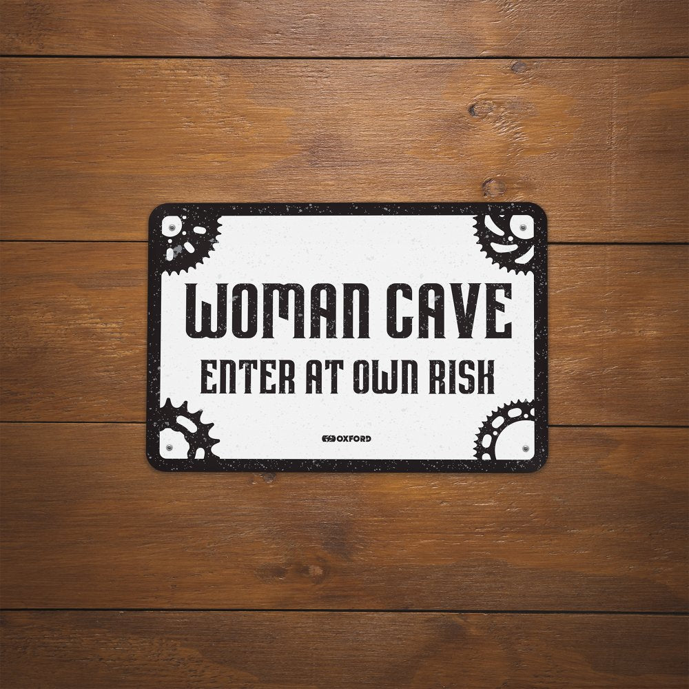 Oxford Woman Cave Garage Metal Sign - 30cm x 20cm x 0.25mm (Image 2) - ThrottleChimp