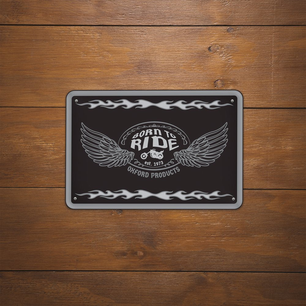 Oxford Born To Ride Garage Metal Sign - 30cm x 20cm x 0.25mm (Image 2) - ThrottleChimp