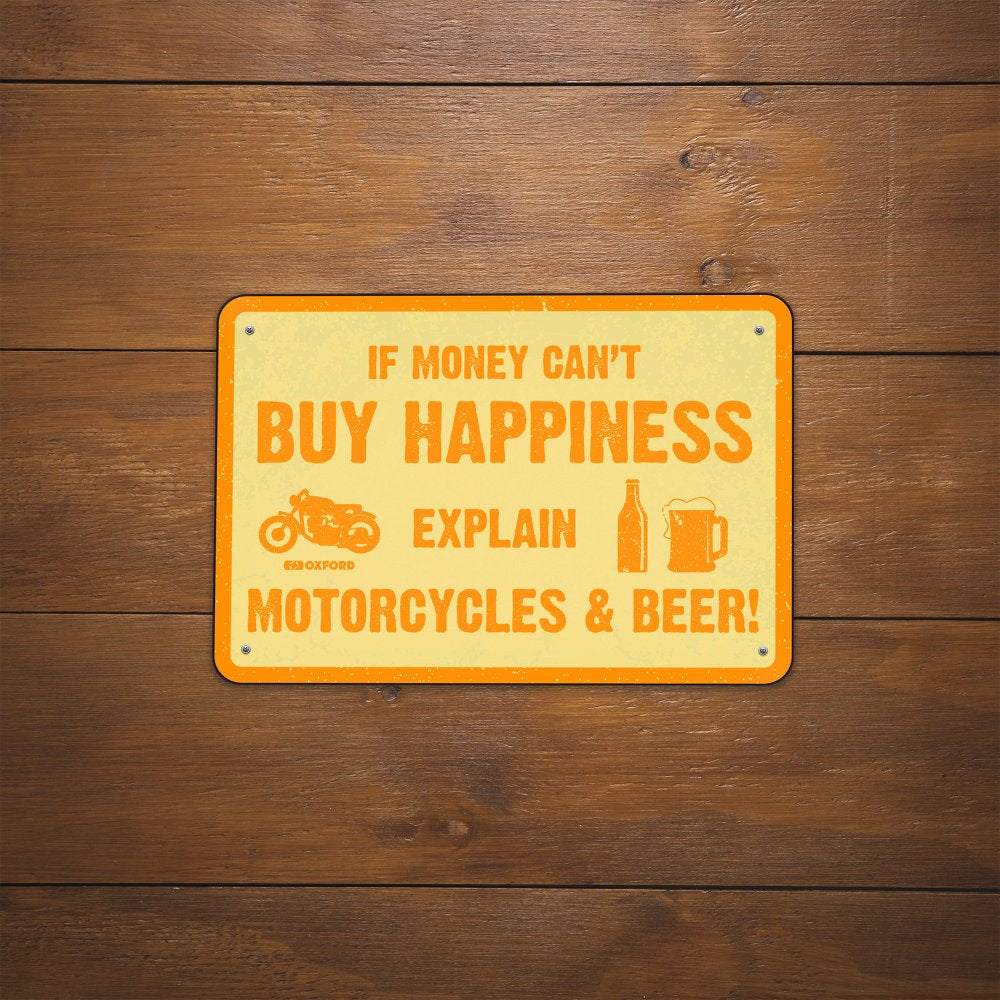 Oxford Buy Happiness Garage Metal Sign - 30cm x 20cm x 0.25mm (Image 2) - ThrottleChimp