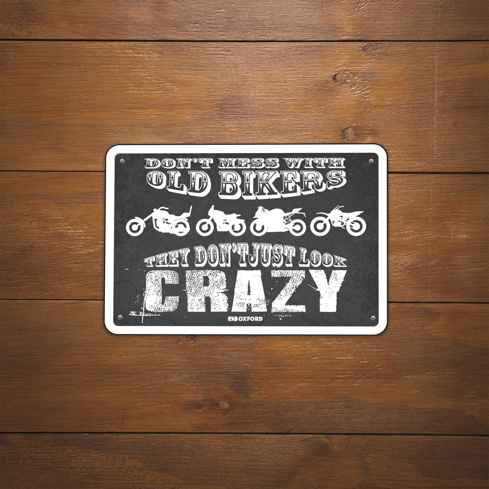 Oxford They Dont Just Look Crazy Garage Metal Sign - 30cm x 20cm x 0.25mm (Image 2) - ThrottleChimp