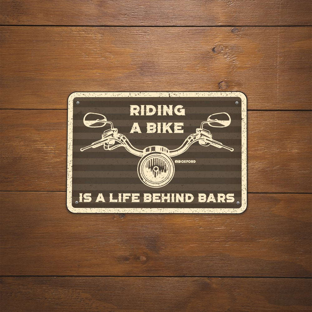 Oxford Riding A Bike Garage Metal Sign - 30cm x 20cm x 0.25mm (Image 2) - ThrottleChimp