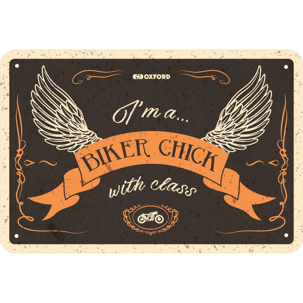 Oxford Biker Chick With Class Garage Metal Sign - 30cm x 20cm x 0.25mm - ThrottleChimp