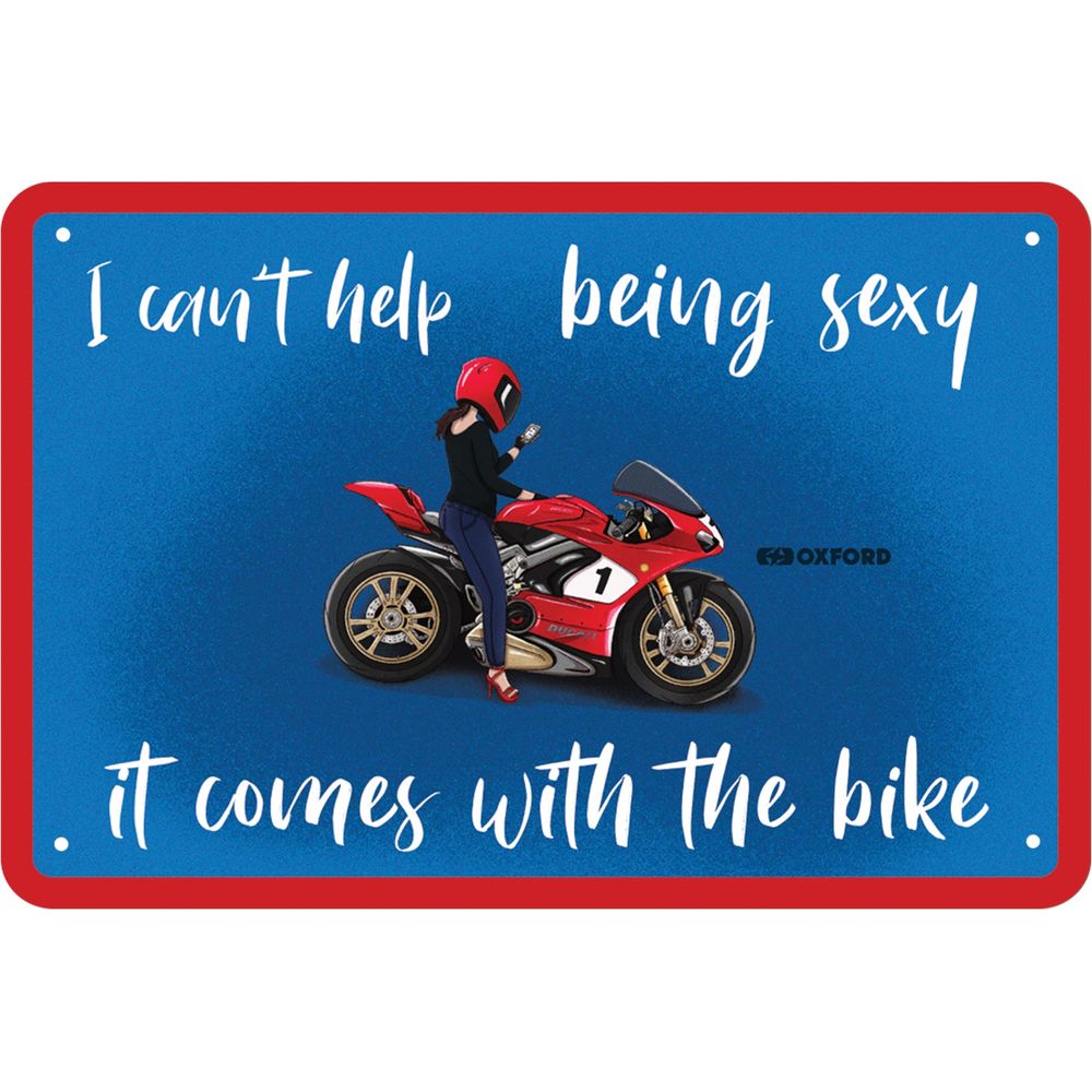 Oxford It Comes With The Bike Garage Metal Sign - 30cm x 20cm x 0.25mm - ThrottleChimp