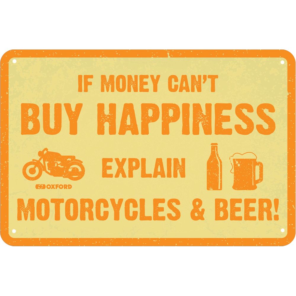 Oxford Buy Happiness Garage Metal Sign - 30cm x 20cm x 0.25mm - ThrottleChimp