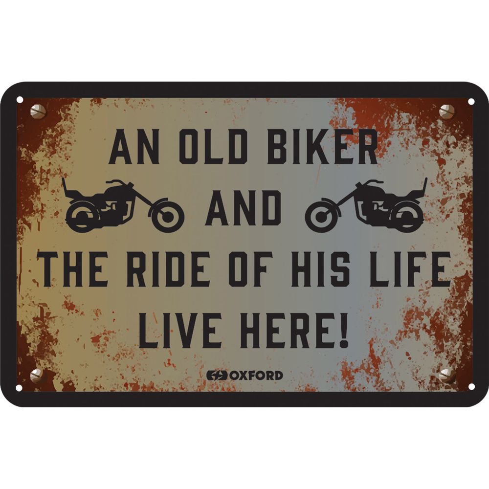 Oxford The Ride Of His Life Live Here Garage Metal Sign - 30cm x 20cm x 0.25mm - ThrottleChimp