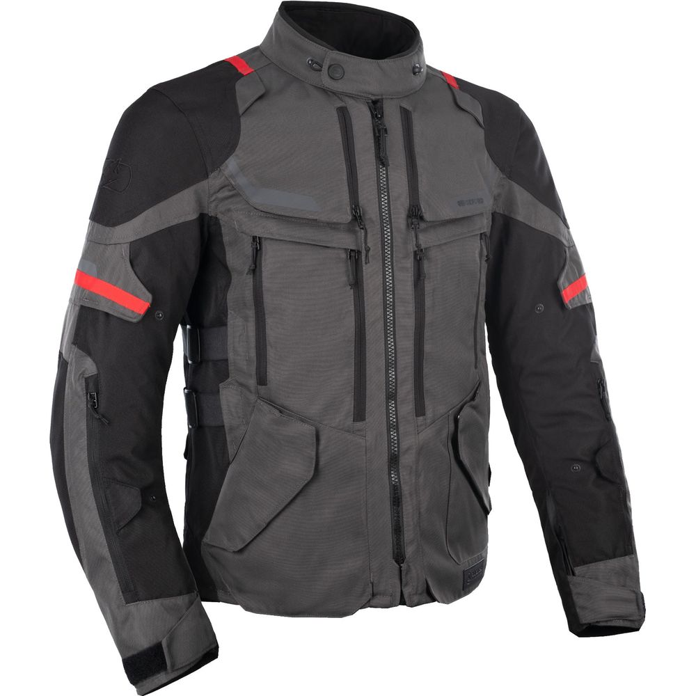 Oxford Rockland Textile Jacket Charcoal / Black / Red - ThrottleChimp