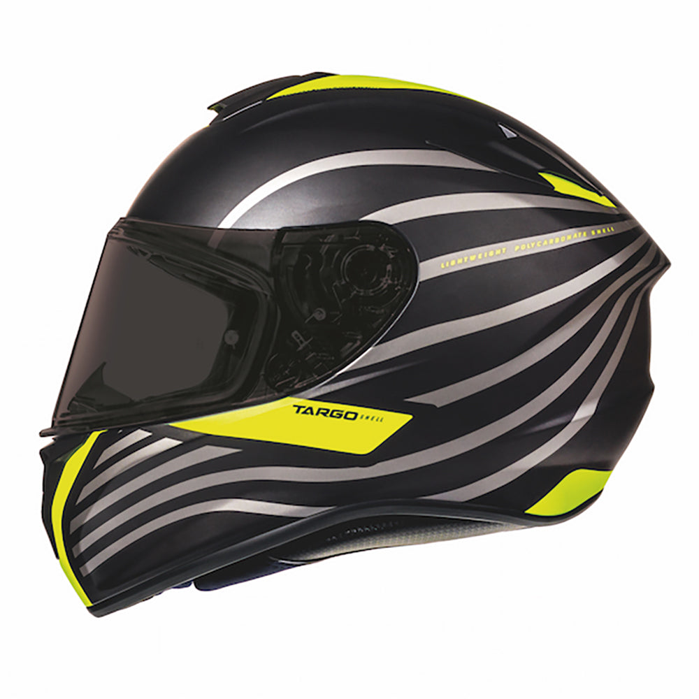 MT Targo Doppler Full Face Helmet Matt Black / Fluo Yellow - ThrottleChimp