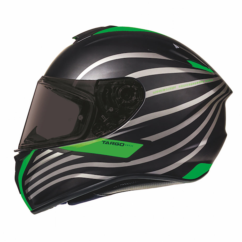 MT Targo Doppler Full Face Helmet Matt Black / Green - ThrottleChimp