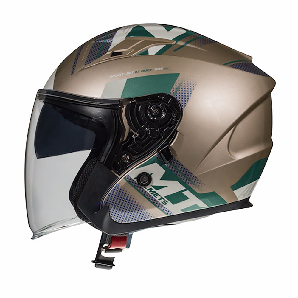 MT Avenue Sideway Open Face Helmet Gold / Green - ThrottleChimp