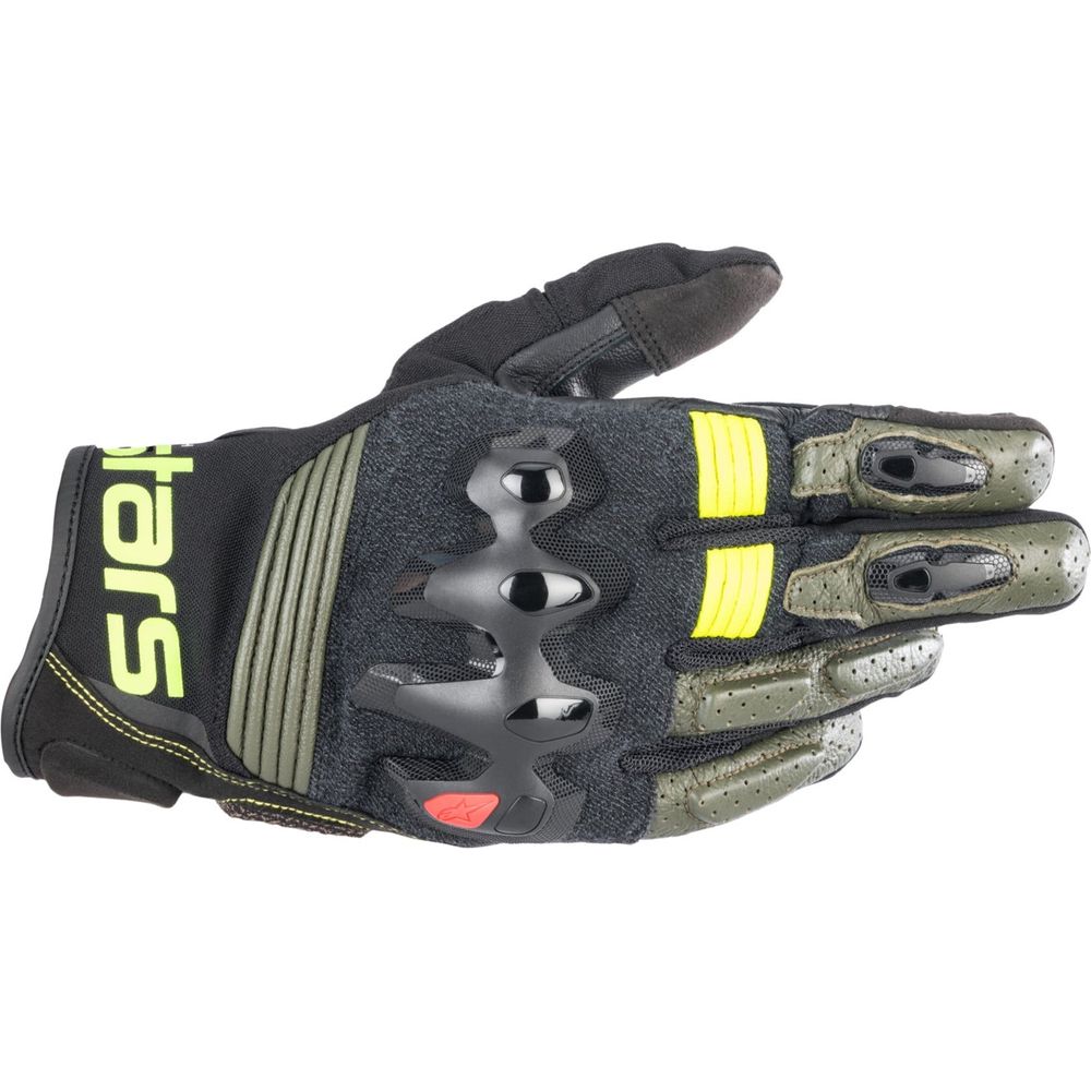 Alpinestars Halo Leather Gloves Forest Black / Fluo Yellow - ThrottleChimp