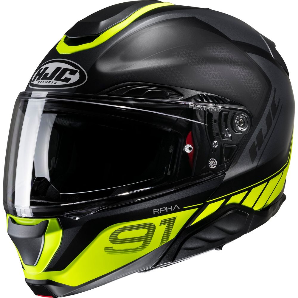 HJC RPHA 91 Rafino Flip-Up Helmet MC3HSF Fluo Yellow / Black - ThrottleChimp