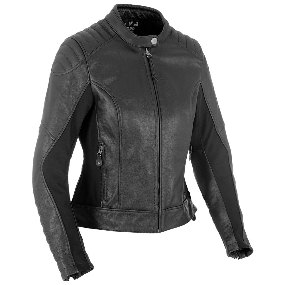 Oxford Beckley Ladies Leather Jacket Black - ThrottleChimp