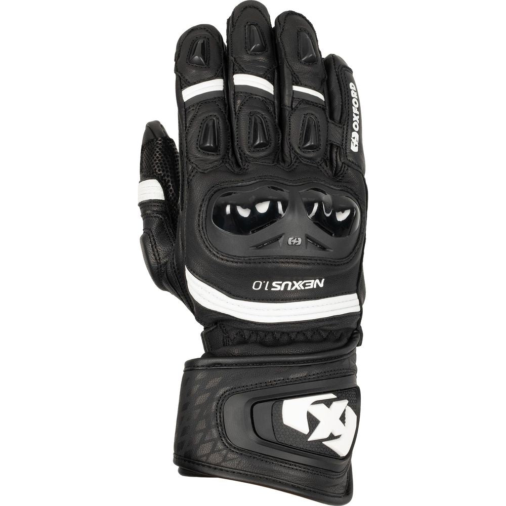 Oxford Nexus Leather Gloves Black / White - ThrottleChimp