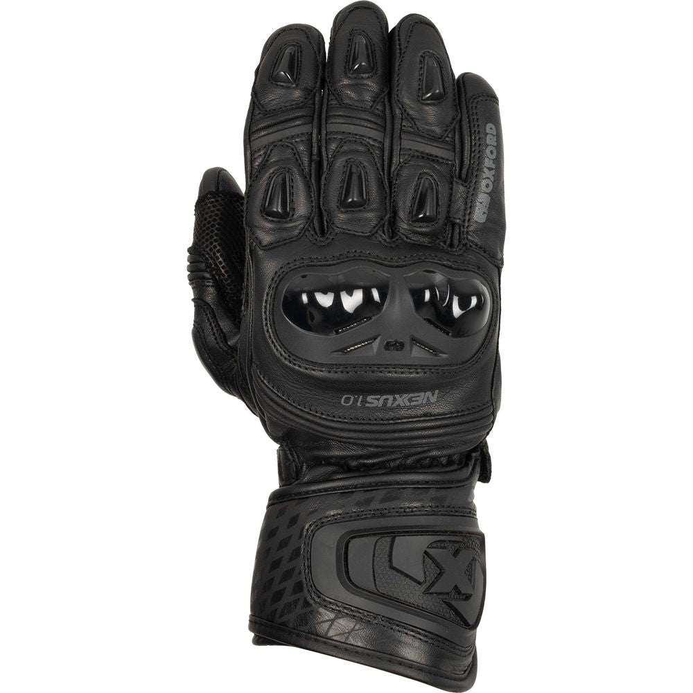 Oxford Nexus Leather Gloves Stealth Black - ThrottleChimp