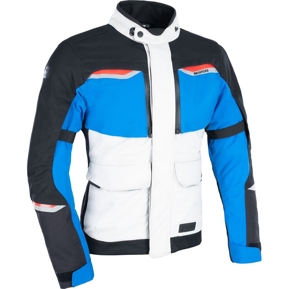 Oxford Mondial 2.0 Textile Jacket Grey / Blue / Red - ThrottleChimp