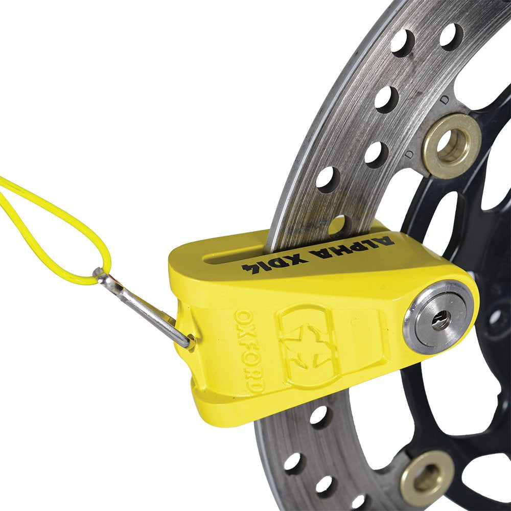 Oxford Alpha XD14 Disc Lock Yellow - 14 mm Pin (Image 2) - ThrottleChimp