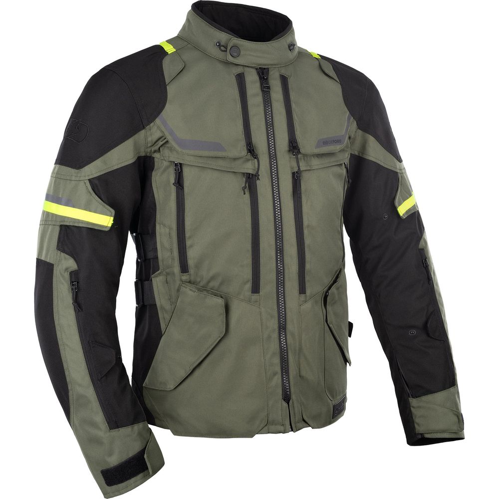 Oxford Rockland Textile Jacket Khaki / Black / Fluo Yellow - ThrottleChimp