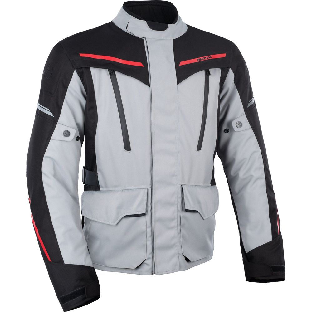 Oxford Metro 2.0 Textile Jacket Grey / Black / Red - ThrottleChimp