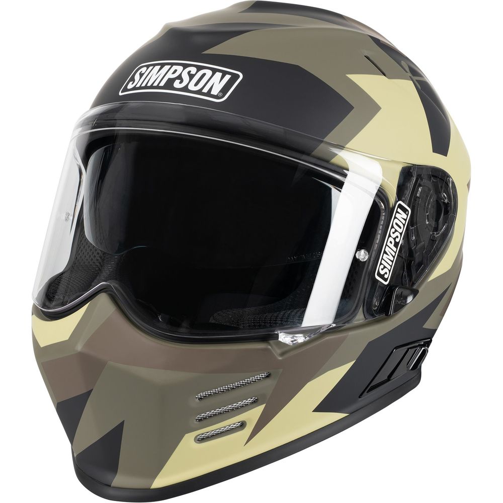 Simpson Venom Comanche ECE 22.06 Full Face Helmet Green / Brown - ThrottleChimp