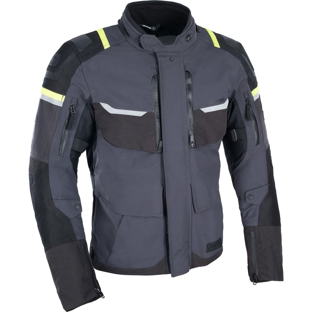 Oxford Stormland Dry2Dry Textile Jacket Grey / Black / Fluo Yellow - ThrottleChimp