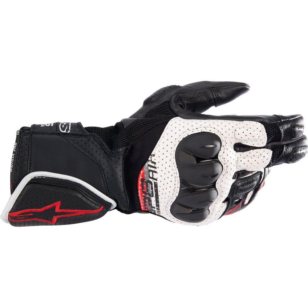 Alpinestars SP-8 V3 Air Leather Gloves Black / White / Bright Red - ThrottleChimp