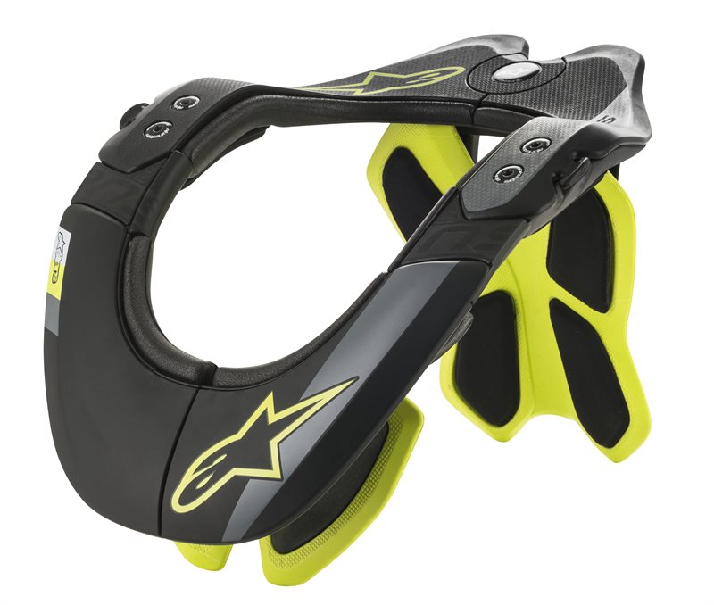 Alpinestars BNS Tech-2 Neck Support Black / Fluo Yellow FREE 1 YEAR Returns, FREE UK Delivery | ThrottleChimp