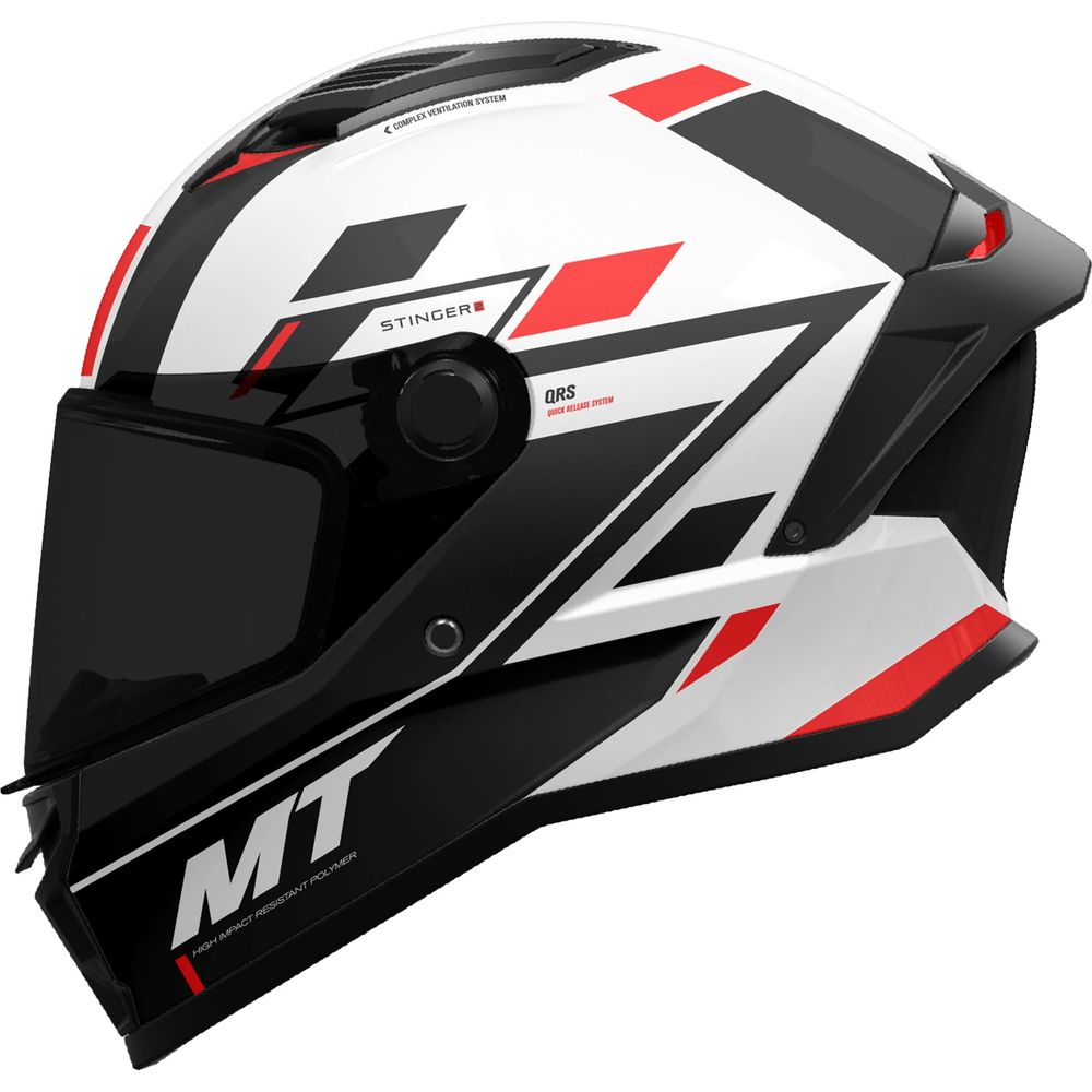 MT Stinger 2 Zivze A5 Full Face Helmet Gloss Black / White / Red - ThrottleChimp