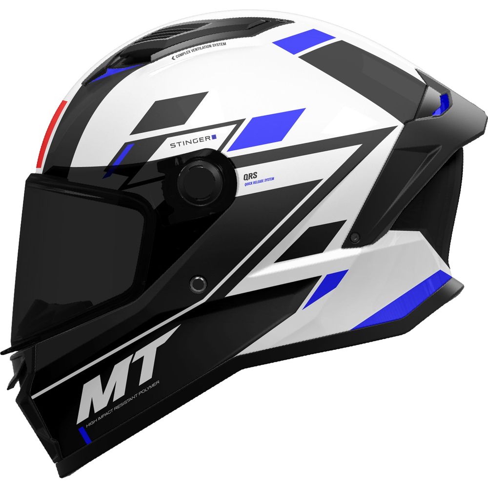 MT Stinger 2 Zivze A7 Full Face Helmet Gloss Black / White / Blue - ThrottleChimp