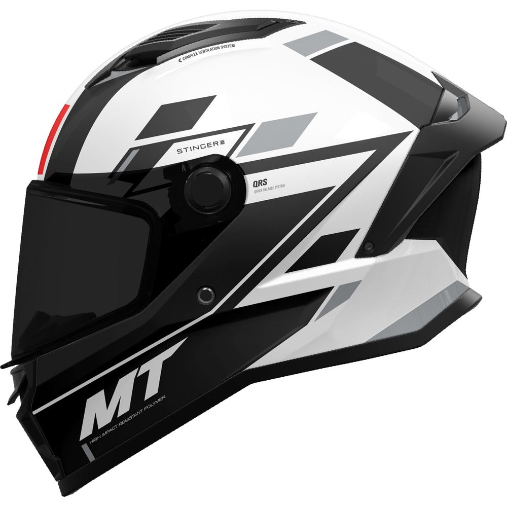 MT Stinger 2 Zivze A2 Full Face Helmet Gloss Black / White - ThrottleChimp