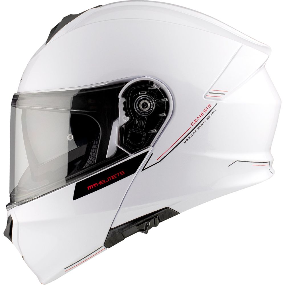 MT Genesis SV Solid A0 Flip-Up Helmet Gloss Pearl White - ThrottleChimp