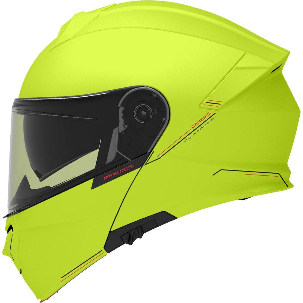 MT Genesis SV Solid A3 Flip-Up Helmet Gloss Fluo Yellow - ThrottleChimp