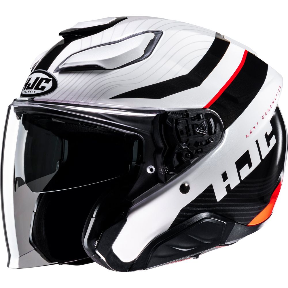 HJC F31 Naby Open Face Helmet MC1 Red / White / Black FREE 1 YEAR Returns, FREE UK Delivery | ThrottleChimp