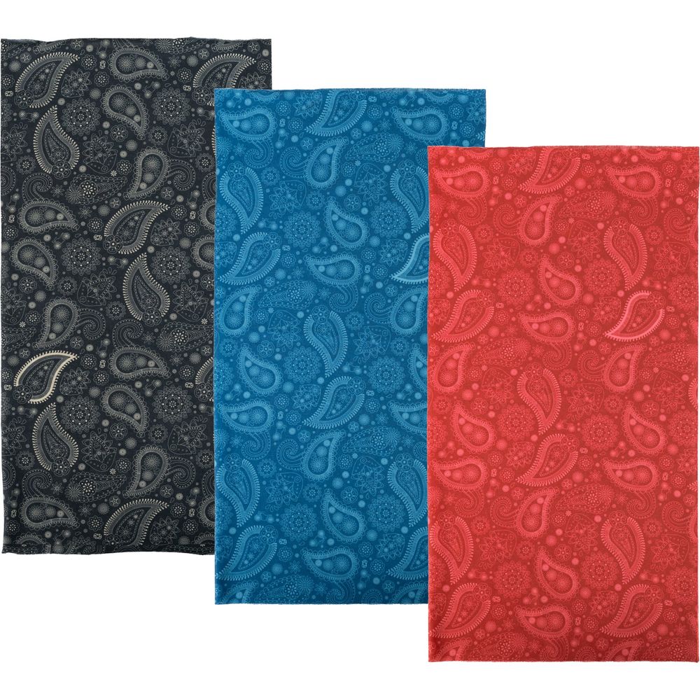 Oxford Comfy Multifunctional Head & Neckwear Paisley Red / Blue / Black - Pack Of 3 - ThrottleChimp