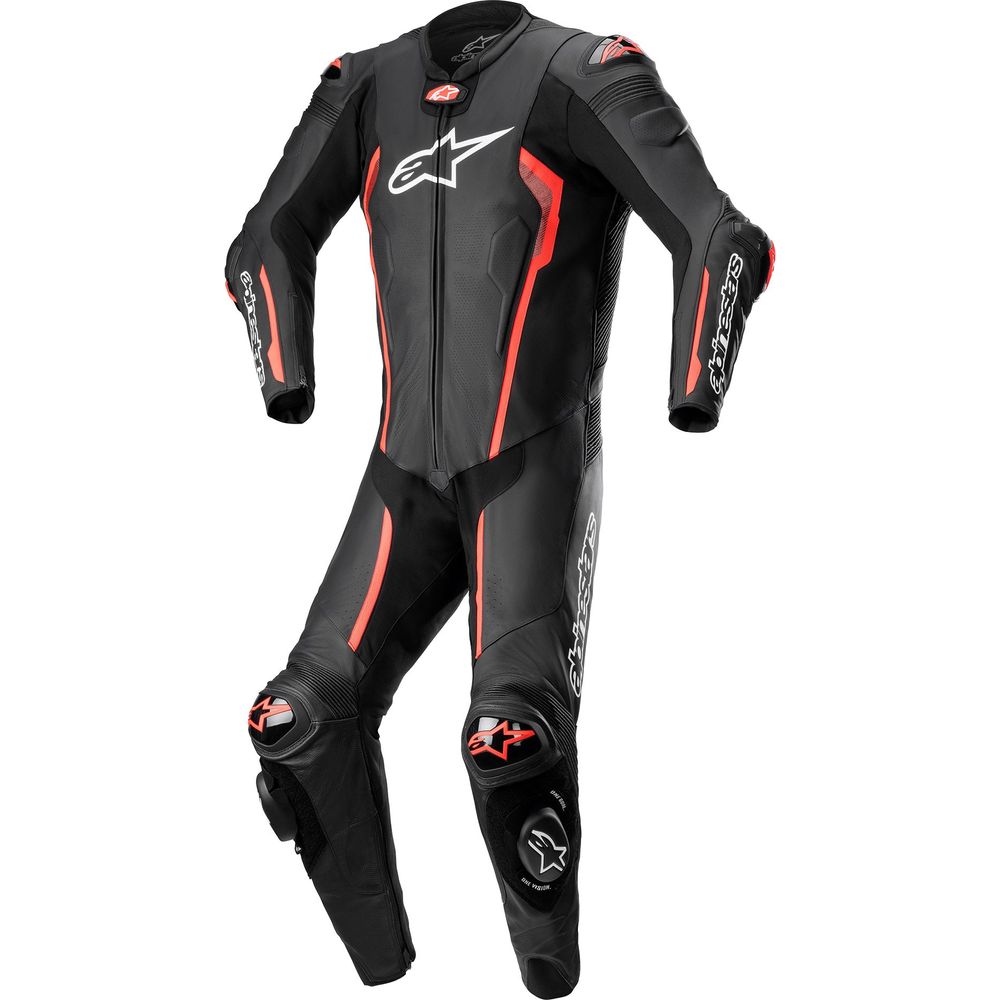 Alpinestars Missile V2 One Piece Leather Suit Black / Fluo Red FREE 1 YEAR Returns, FREE UK Delivery | ThrottleChimp