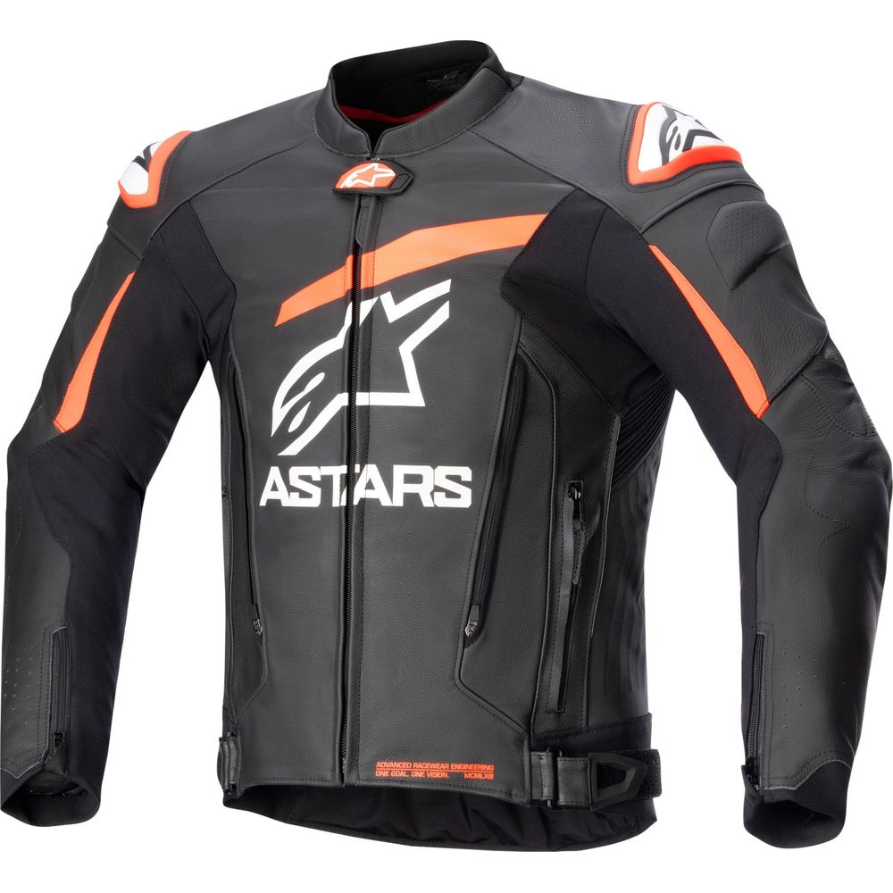 Alpinestars GP Plus V4 Leather Jacket Black / Fluo Red / White FREE 1 YEAR Returns, FREE UK Delivery | ThrottleChimp