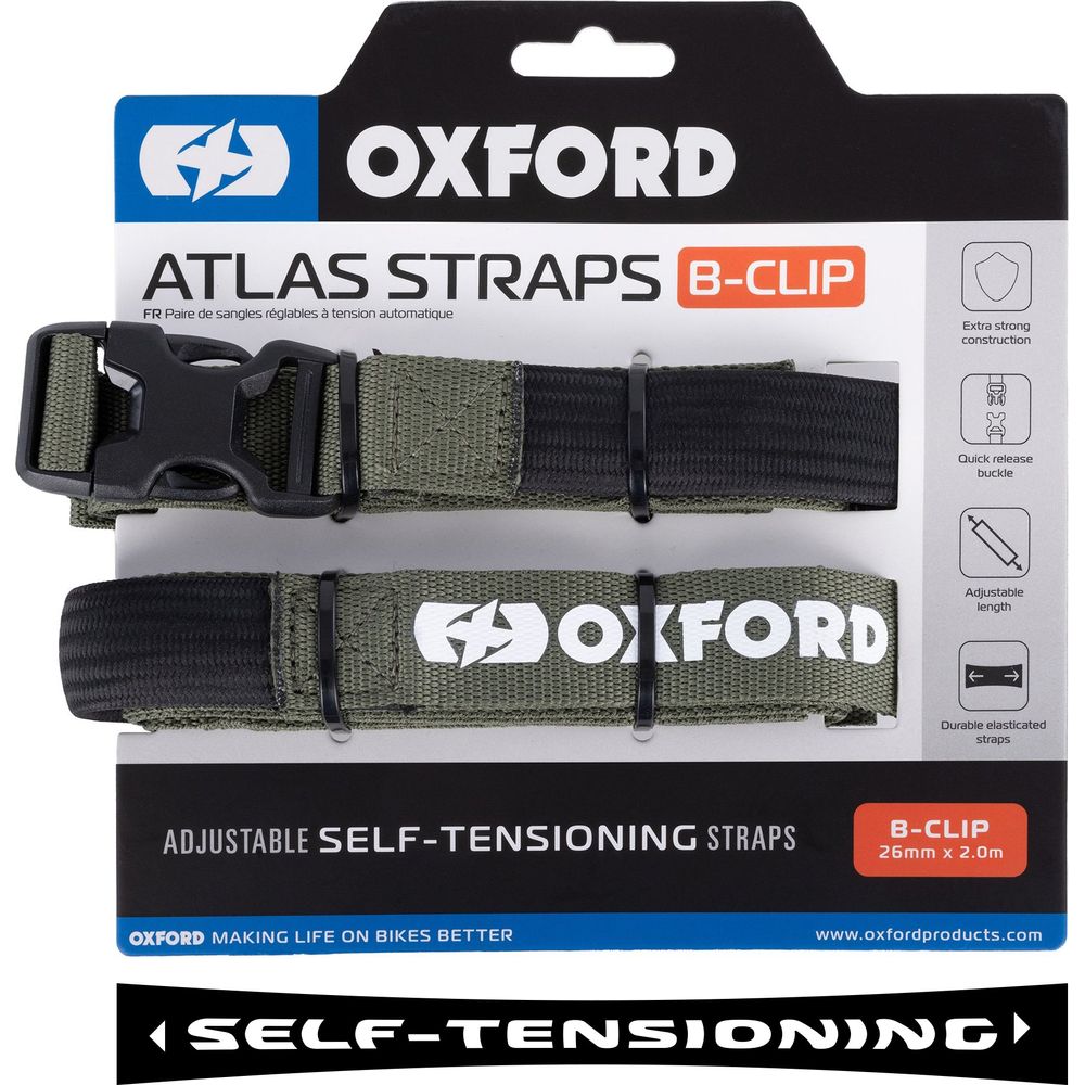 Oxford Atlas B Clip Straps Pair Lichen - 26mm x 2.0m - ThrottleChimp