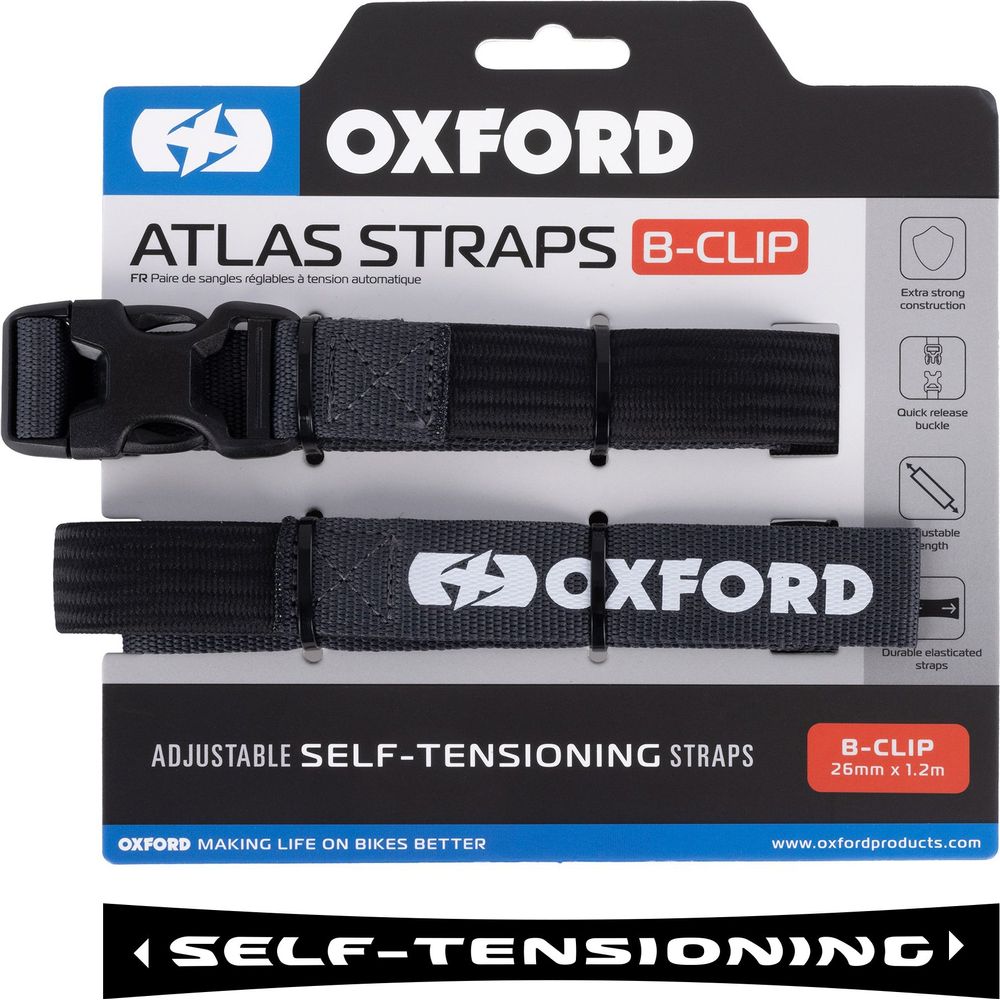 Oxford Atlas B Clip Straps Pair Asphalt - 26mm x 1.2m - ThrottleChimp