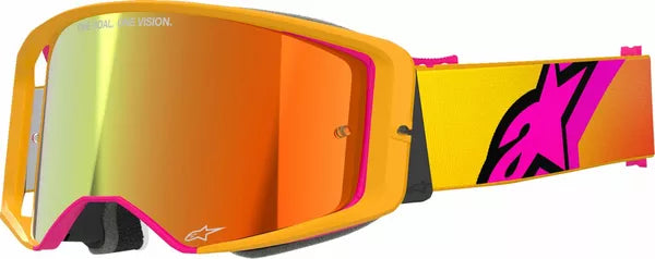 Alpinestars Supertech Corp Goggles Yellow / Pink / Mirror Red FREE 1 Year Return, FREE UK Shipping | ThrottleChimp