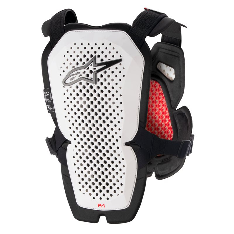 Alpinestars A-1 Pro Chest Protector White / Black / Red FREE 1 YEAR Returns, FREE UK Delivery | ThrottleChimp