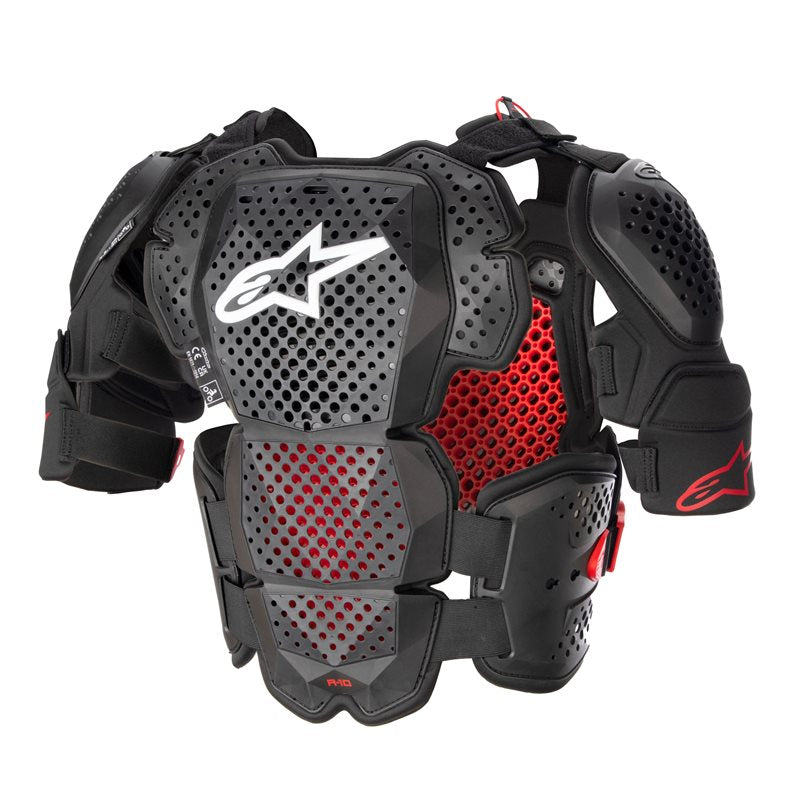 Alpinestars A-10 V2 Full Chest Protector Anthracite / Black / Red FREE 1 YEAR Returns, FREE UK Delivery | ThrottleChimp