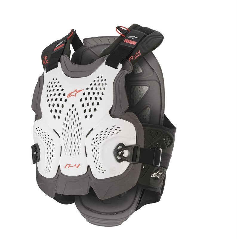 Alpinestars A-4 Max Chest Protector White / Anthracite / Red FREE 1 YEAR Returns, FREE UK Delivery | ThrottleChimp