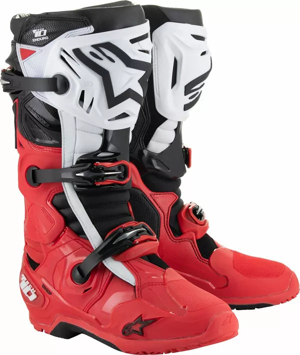 Alpinestars Tech 10 Enduro Boots Black / Bright Red / White FREE 1 Year Return, FREE UK Shipping | ThrottleChimp