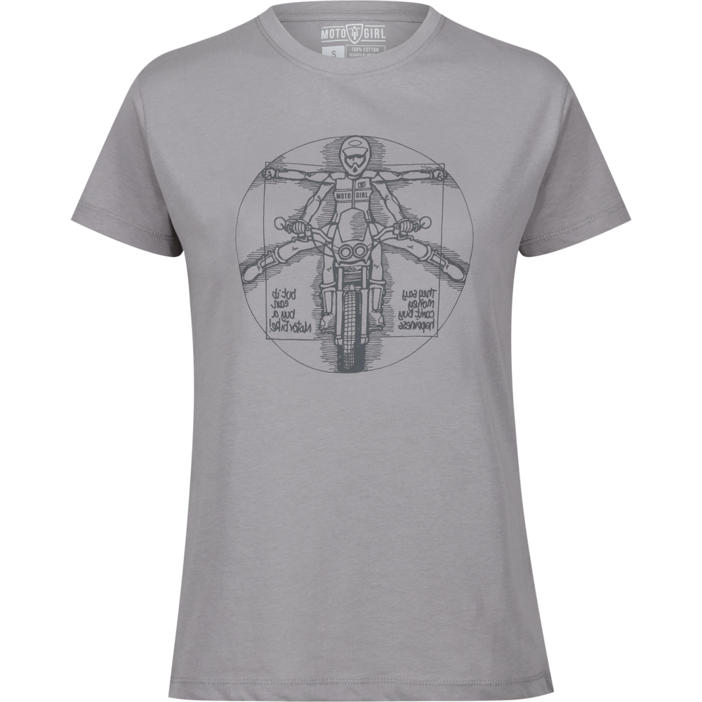 MotoGirl Da Vinci Ladies T-Shirt Grey - ThrottleChimp